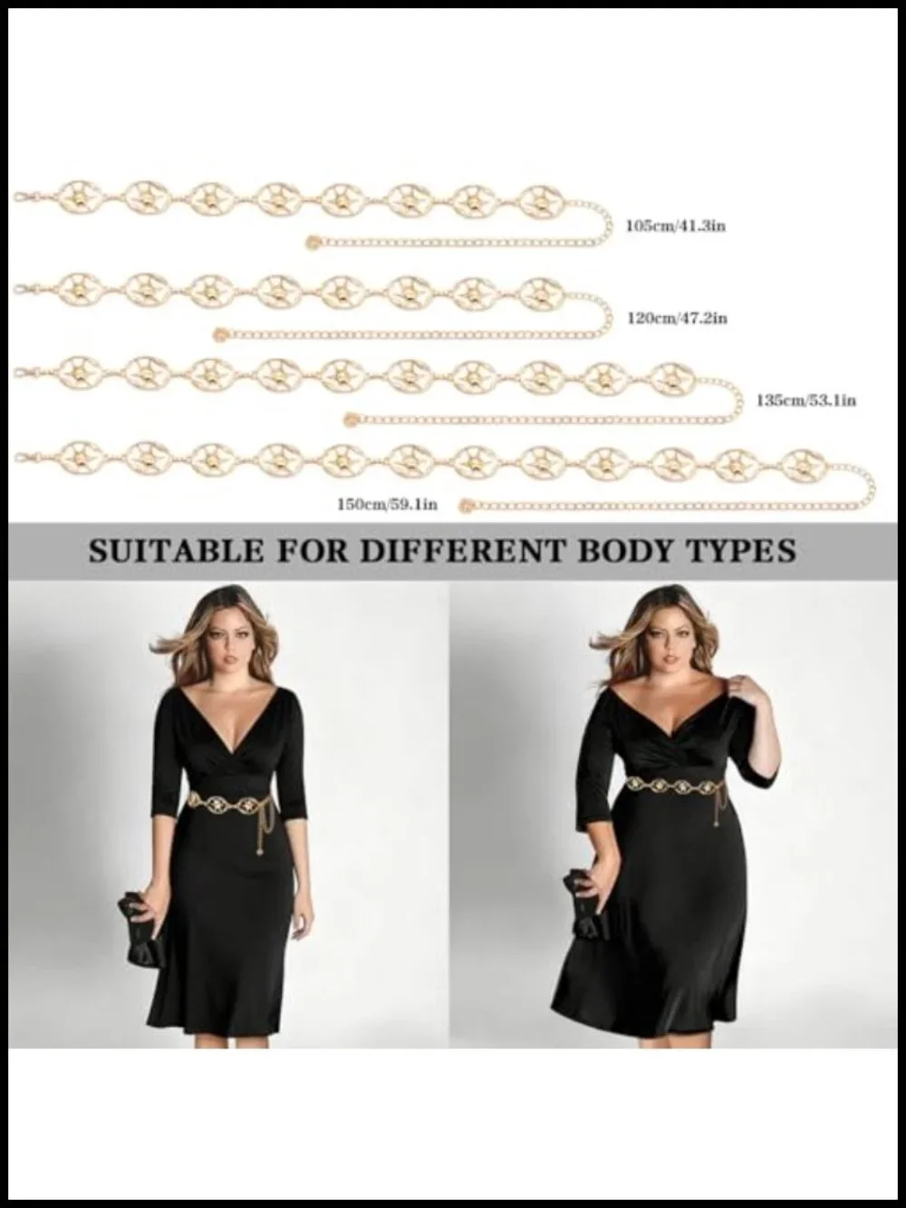 Metal Waist Chain Belt Gold Link Belt for Dresses